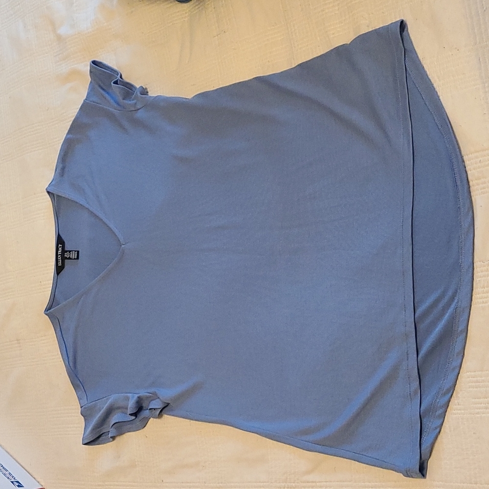 Ellen Tracy Soft Blue V-Neck Tee